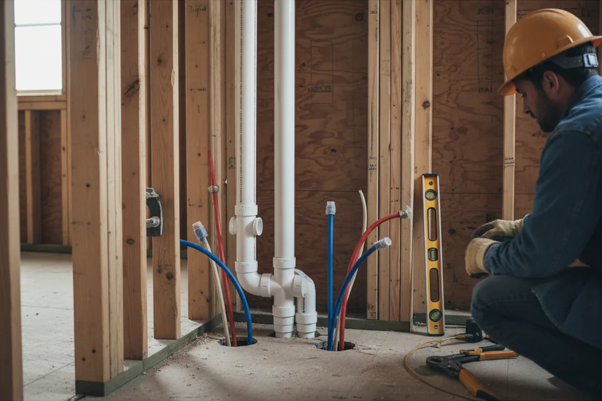Drain and supply rough-in during Garbage Disposal Repair in Windham
